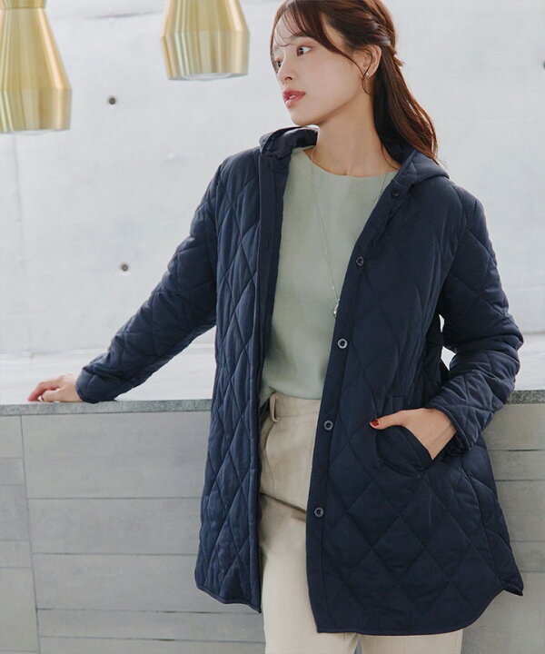 楽天市場】中綿キルティングフードコート レディース ファッション  