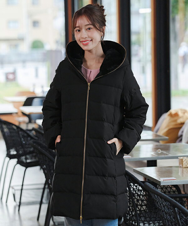 楽天市場】フード裏エコファーダウンコート レディース ファッション  