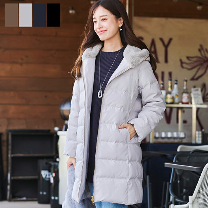 楽天市場】フード裏エコファーダウンコート レディース ファッション  