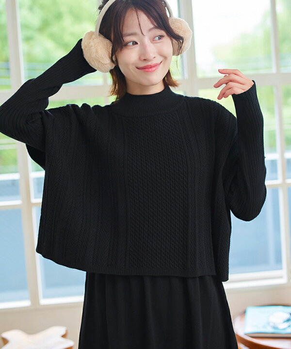 楽天市場】【2点セット】細ケーブルニットトップス＆ニットワンピース  