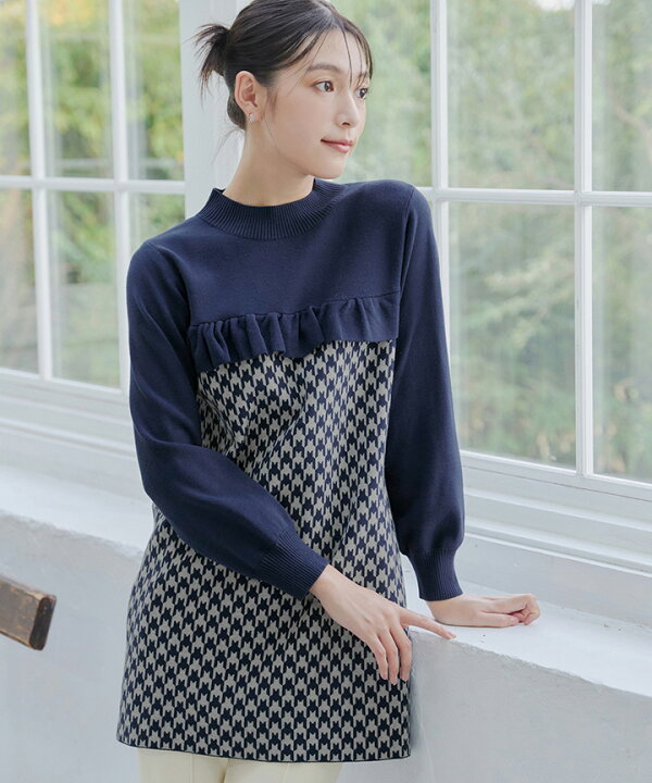 楽天市場】ジャカードフリルチュニック レディース チュニック ロング  