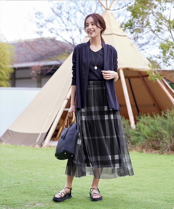 楽天市場】【小倉優子さん着用】チュールレースチェックスカート 
