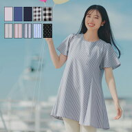 【おのののかさん着用/半袖&7分袖選べる袖丈】バックフレアチュニック　ブラウス レディース 長袖 チュニ…