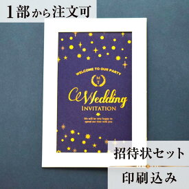 招待状 スターダスト 結婚式 招待状 結婚式招待状 印刷込み ペーパーアイテム ウエディング ブライダル 挙式 披露宴 web招待状 食事会 少部数 少人数 1枚 手作り オリジナル 筆耕 パーティ 一般宴会 祝賀会 謝恩会 人気 invitation