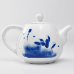 描金手絵茶壺(藍蓮) 220ml(満水280ml) 中国茶器 茶壺・急須