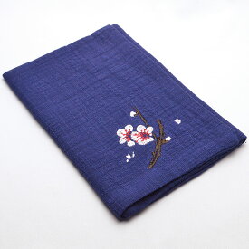 中国茶道具・刺繍茶巾（紺）