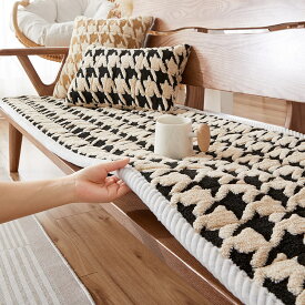 【10%ポイントバック】ソファーパッド シートクッション ロングチェアシート ペット マルチサイズ 長座布団 フロアクッション ごろ寝マット おしゃれ 長方形 折畳み ソファカバー 丸洗い可能 滑り止め付き 多機能 あったか シンプル 昼寝 ふっくら コットン