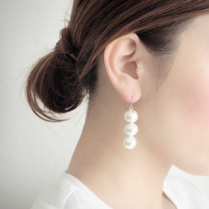楽天市場】コットンパール 12mm パール ピアス イヤリング 樹脂ピアス 