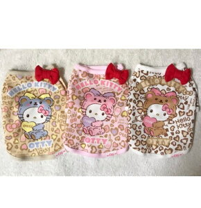 オッティ Otty ハローキティ HELLO KITTY コラボ・レオパード-クマの被り物ヒートワンTシャツ【小型犬 犬服 ウエア トップス Tシャツ セレブ】 送料無料