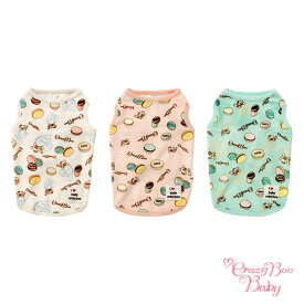 【最大3,000円OFFクーポン配布中★ポイント2倍】クレイジーブー CRAZYBOO Baby マカロン柄 ベロア タンクトップ【小型犬 犬服 ウエア トップス タンク 仔犬 子犬 パピー カジュアル】