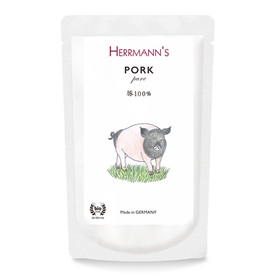 ドイツからやってきた有機豚肉100％のレトルトフード ヘルマン Herrmann’s ピュア ポーク 日本 120g×12 犬用 手作りサポート食材 レトルトフード 送料無料 おかず 現金特価 ペット トッピング 猫用