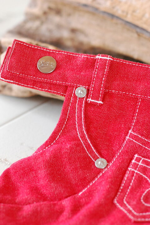 市場 プエルト ウエア 犬服 2 Redデニムパンツ 1h 3 Puerto 2h ロンパース 小型犬 1