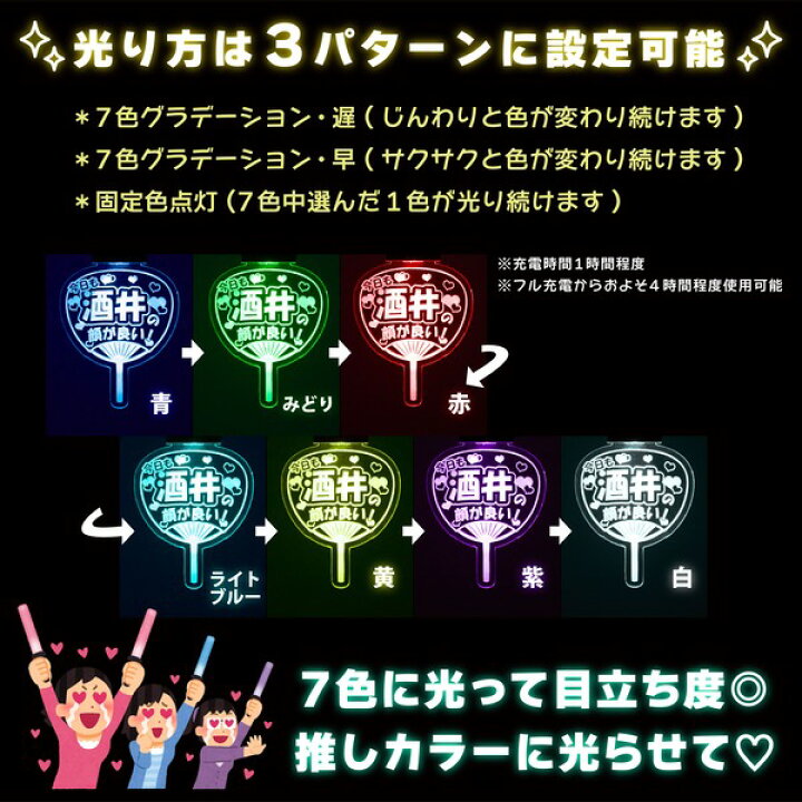 楽天市場 コンサート うちわ 名入れ キーホルダー 光る プレゼント 推し 7色 推し活 応援うちわ オタク 推し活グッズ オリジナル グッズ カラー メンカラ メンバーカラー ストラップ アクリル ヲタク 担当 同担 ライブ 舞台 現地 Led アクキー 大量注文 まとめ買い 名