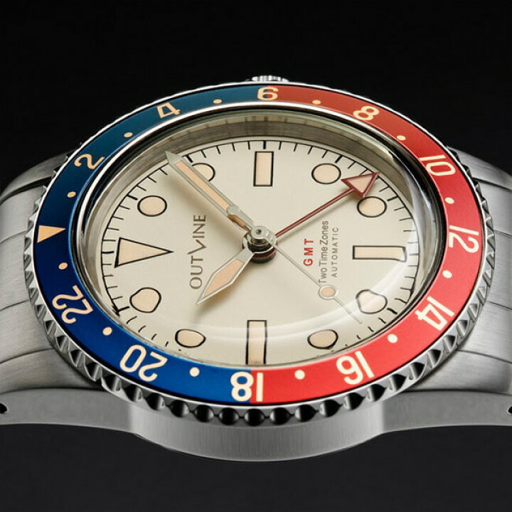 楽天市場】OUTLINE GMT-1960 ペプシベゼル×ホワイト 自動巻 メンズ 