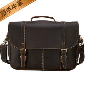 【楽天SS30％OFF】TIDING ビンテージ 本革 ビジネスバッグ メンズ ブリーフケース キャリーオンバッグ 厚手牛革 15.6インチ PCスリーブ付き B4 通勤 出張 書類かばん ダークブラウン