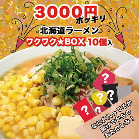 【3000円ポッキリ】【10個入】北海道ラーメン ワクワク★ボックス 有名店 北海道 味噌 醤油 塩 乾麺 生麺 福袋 お楽しみ 詰め合わせ ギフト プレゼント お取り寄せ 送料無料