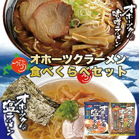 オホーツクの塩ラーメン・オホーツクの味噌ラーメン【1食入×各1個】【乾麺】北海道 ラーメン お土産 インスタント 袋麺 ギフト プレゼント お取り寄せ マツコの知らない世界 波麺 オホーツク 塩 ラーメン 送料無料