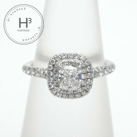 ティファニー TIFFANY&Co. クッション カット ダブル ハロー エンゲージメント リング ダイヤモンド プラチナ バンド ソレスト リング 指輪 Pt950 婚約指輪　エンゲージリング