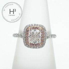 ティファニー TIFFANY&Co. クッション カット エンゲージメント リング ピンク ダイヤモンド プラチナ ソレスト リング 指輪 750PG/Pt950 ピンクゴールド 婚約指輪　エンゲージリング