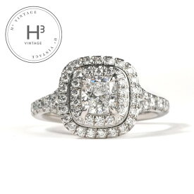 ティファニー TIFFANY&Co. クッション カット ダブル ハロー エンゲージメント リング ダイヤモンド プラチナ バンド ティファニー ソレスト リング 指輪 Pt950