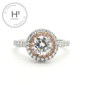 ティファニー TIFFANY&Co. ラウンド ブリリアント エンゲージメント リング ピンク ダイヤモンド プラチナ ティファニー ソレスト リング 指輪 Pt950/Au750 プラチナ　ホワイトゴールド