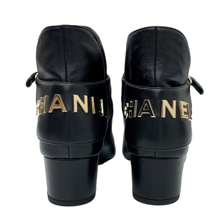 楽天市場】未使用 シャネル CHANEL ブーツ ショートブーツ ロゴ レザー 