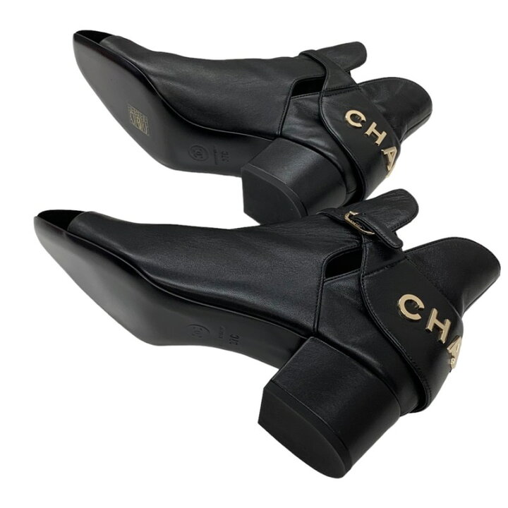 楽天市場】未使用 シャネル CHANEL ブーツ ショートブーツ ロゴ レザー  