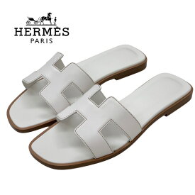 エルメス HERMES オラン サンダル 靴 シューズ レザー ホワイト 白 未使用 フラットサンダル ギフト プレゼント 送料無料