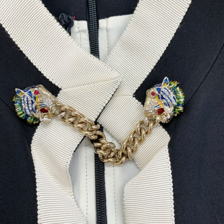 楽天市場】グッチ GUCCI ワンピース ブラック アイボリー 黒 ゴールド  