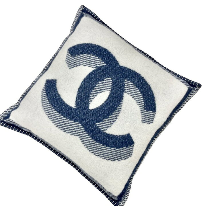 楽天市場】シャネル CHANEL ウール ネイビー ホワイト シルバー ココ  