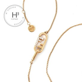 フェンディ FENDI オーロック ネックレス ペンダント ラインストーン ロゴ ゴールド ギフト プレゼント 送料無料