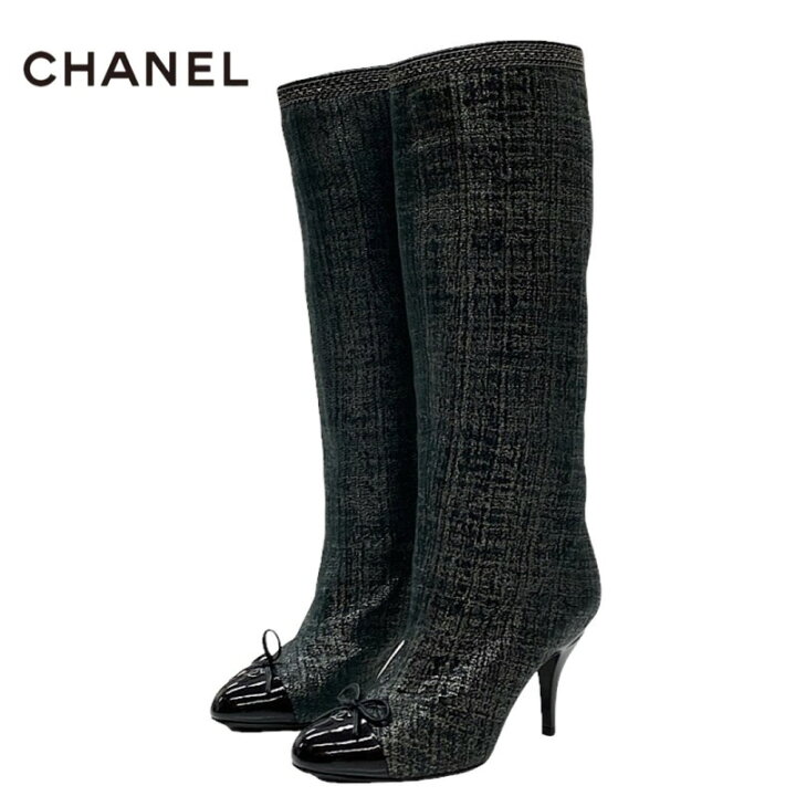楽天市場】シャネル CHANEL ブーツ ロングブーツ ココマーク リボン 