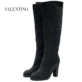 ヴァレンティノ VALENTINO ブーツ ロングブーツ 靴 シューズ フラワー レザー ブラック 黒 ギフト プレゼント 送料無料