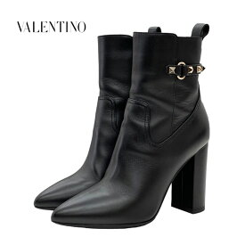 ヴァレンティノ VALENTINO ブーツ ショートブーツ 靴 シューズ レザー ブラック 黒 ゴールド ロックスタッズ ギフト プレゼント 送料無料