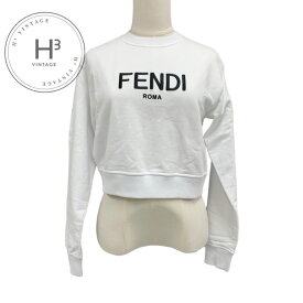フェンディ FENDI トップス コットン ホワイト ブラック ロゴ 長袖 トレーナー クロップド 裏起毛 スウェット ギフト プレゼント 送料無料