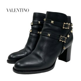 ヴァレンティノ VALENTINO ブーツ ショートブーツ 靴 シューズ ロックスタッズ レザー ブラック 黒 ゴールド ギフト プレゼント 送料無料