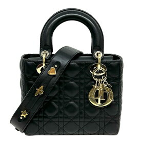 クリスチャンディオール CHRISTIAN DIOR レディディオール スモール LADY DIOR MY ABCDIOR スモールバッグ MYABC カナージュバッグ バッグ トートバッグ ショルダーバッグ ラムスキン ブラック 黒 ゴールド金具