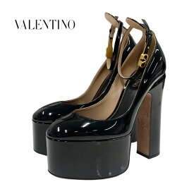 ヴァレンティノ VALENTINO パンプス 靴 シューズ V金具 ストラップ プラットフォーム 厚底 パテント ブラック 黒 ギフト プレゼント 送料無料