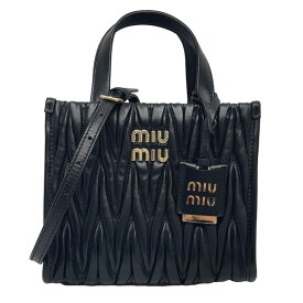 ミュウミュウ MIUMIU マテラッセ バッグ トートバッグ ショルダーバッグ レザー ブラック 黒 ゴールド金具