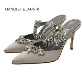 マノロブラニク MANOLO BLAHNIK パンプス ミュール パーティーシューズ ウェディングシューズ 靴 シューズ ビジュー サテン グレー ギフト プレゼント 送料無料