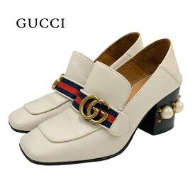 グッチ GUCCI ダブルG パンプス 靴 シューズ GGマーモント パール シェリーライン レザー ベージュ ギフト プレゼント 送料無料