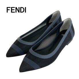 フェンディ FENDI パンプス 靴 シューズ レザー ブラック 未使用 メッシュ フラットパンプス ギフト プレゼント 送料無料