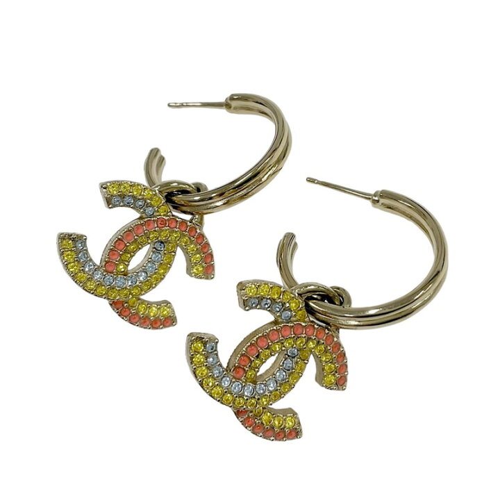 楽天市場】シャネル CHANEL ピアス ココマーク フープ ラインストーン  