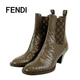 フェンディ FENDI ブーツ ショートブーツ 靴 シューズ レザー ブラウン 未使用 サイドゴア クロコ