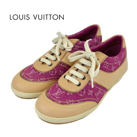 ルイヴィトン LOUIS VUITTON モノグラム スニーカー 靴 シューズ デニム レザー ベージュ ピンク系 未使用 キッズ