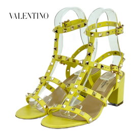 ヴァレンティノ VALENTINO サンダル 靴 シューズ レザー イエロー ゴールド ロックスタッズ