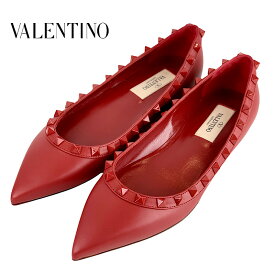 ヴァレンティノ VALENTINO フラットシューズ スリッポン 靴 シューズ レザー レッド 未使用 フラットパンプス ロックスタッズ