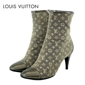 ルイヴィトン LOUIS VUITTON モノグラム ブーツ ショートブーツ 靴 シューズ キャンバス レザー グレー アンクルブーツ