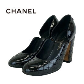 シャネル CHANEL パンプス 靴 シューズ パテント ブラック 黒 ココマーク マトラッセ