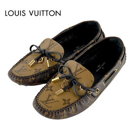 ルイヴィトン LOUIS VUITTON グロリアライン モノグラム フラットシューズ スリッポン 靴 シューズ レザー ブラウン 未使用 ドライビングシューズ ローファー リボン